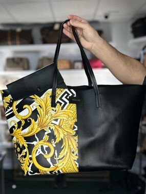 VERSACE LEATHER TOTE WITH DUST BAG/POUCH